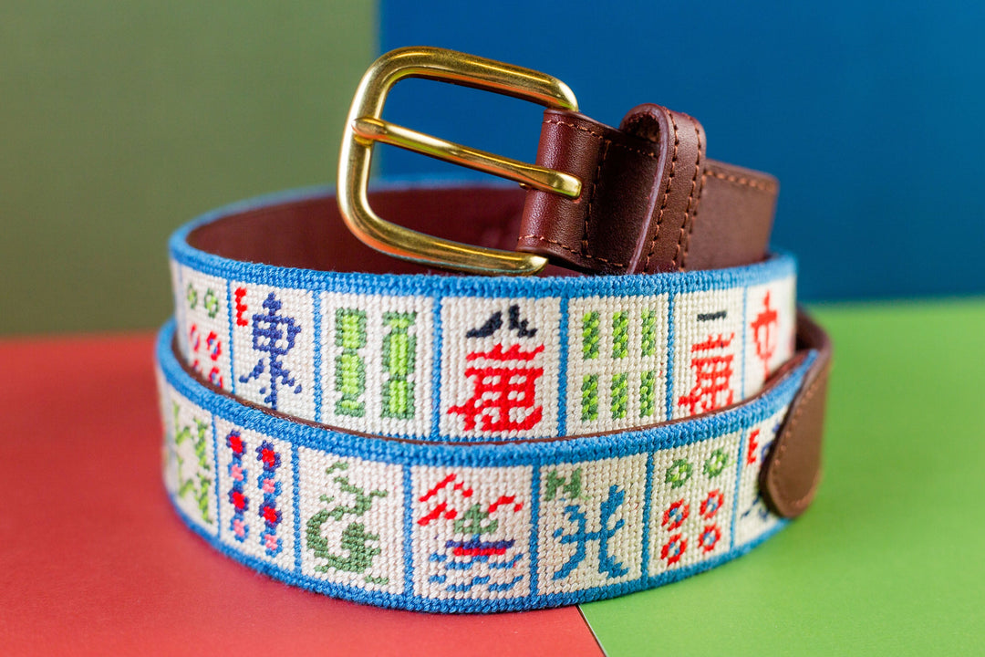 Mahjong Sapphire Needlepoint Belt 2