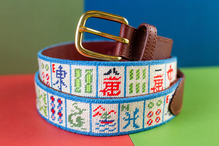 Mahjong Sapphire Needlepoint Belt 2