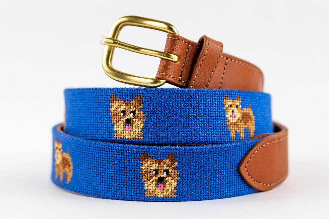 Norwich Terrier Needlepoint Belt