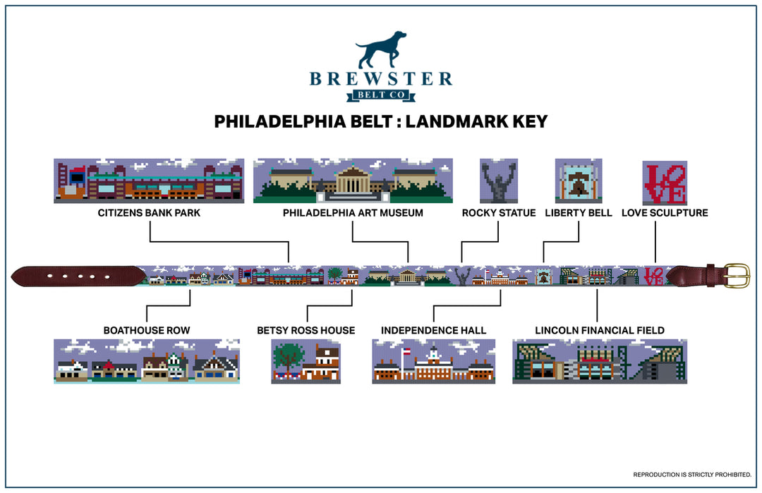 Philadelphia Landscape Needlepoint Belt