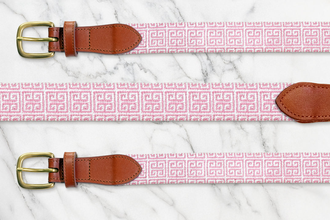 Pink Geometry Needlepoint Belt