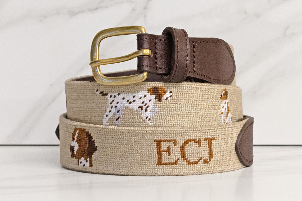 Pointer Needlepoint Belt 2