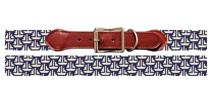 Sail Away Needlepoint Dog Collar