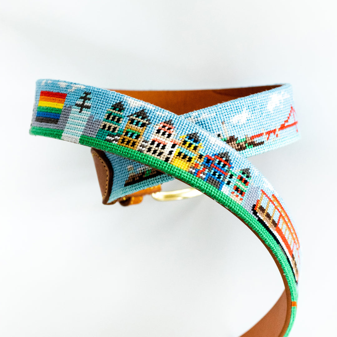 San Francisco Landscape Needlepoint Belt