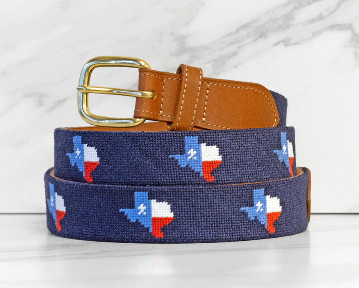 Texas Lone Star State Needlepoint Belt