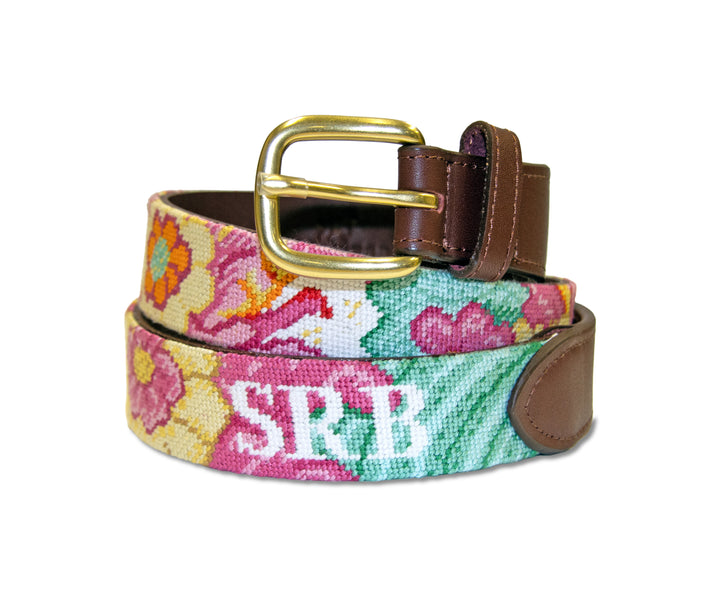 Tobacco Leaf Needlepoint Belt