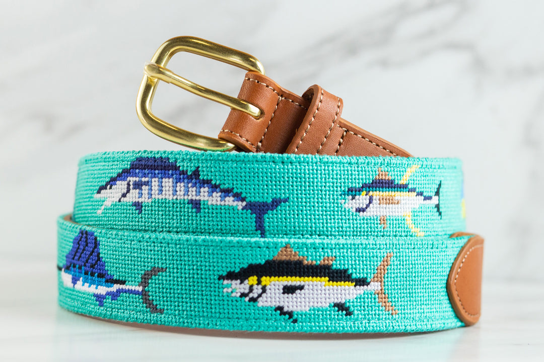 Tropical Gamefish Needlepoint Belt