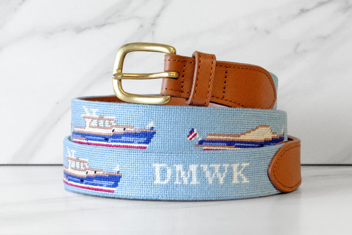 Wooden Yachts Personalized Needlepoint Belt 2