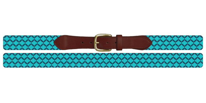 Aqua Honeycomb Needlepoint Belt