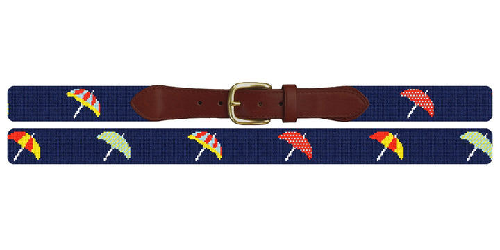 Beach Umbrellas Navy Needlepoint Belt