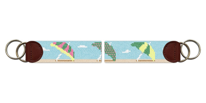 Beach Umbrellas Needlepoint Key Fob