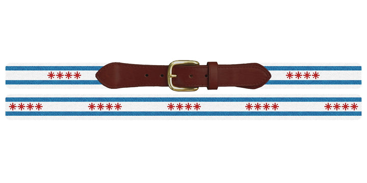 Big Chicago Flag Needlepoint Belt
