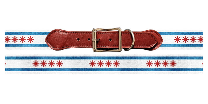 Big Chicago Flag Needlepoint Dog Collar