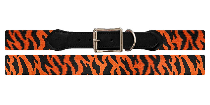 Black Tiger Stripes Needlepoint Dog Collar