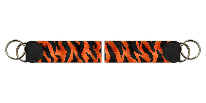 Black Tiger Stripes Needlepoint Key Fob
