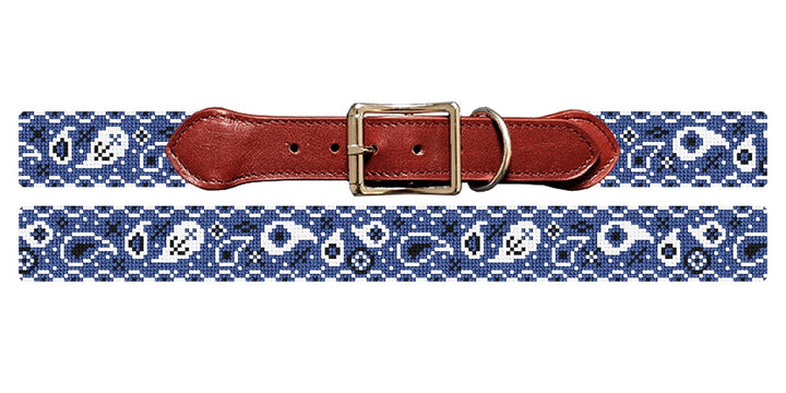 Blue Bandana Needlepoint Dog Collar