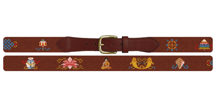 Buddhist Symbols Needlepoint Belt