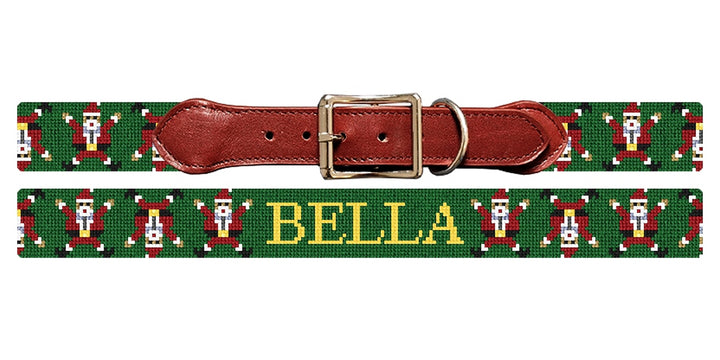 Cartwheeling Santa Needlepoint Dog Collar