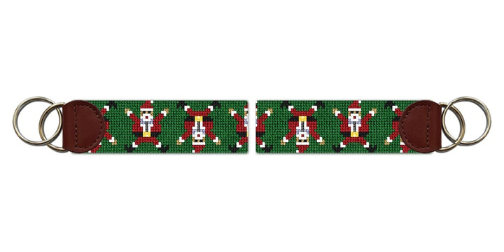 Cartwheeling Santa Needlepoint Key Fob