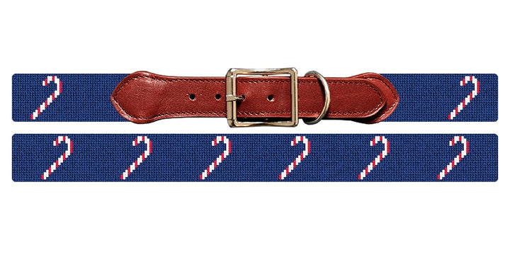 Christmas Candy Cane Needlepoint Dog Collar