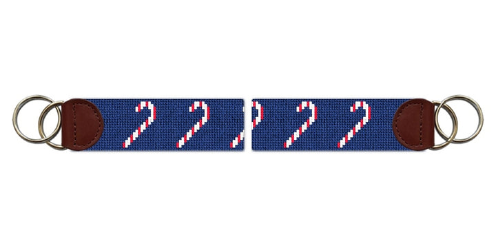 Christmas Candy Cane Needlepoint Key Fob
