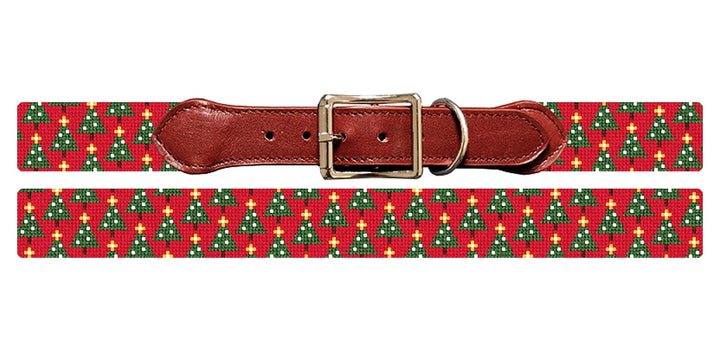 Christmas Trees Needlepoint Dog Collar