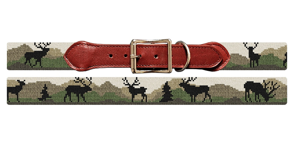 Elk Camo Needlepoint Dog Collar