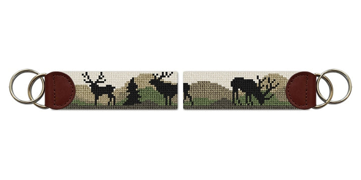 Elk Camo Needlepoint Key Fob