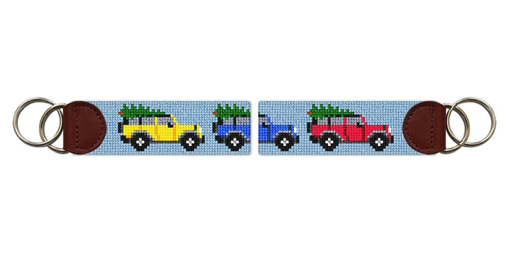 Evergreen Express Needlepoint Key Fob