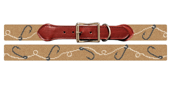 Fishhooks Needlepoint Dog Collar