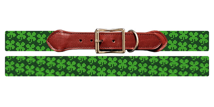 Four Leaf Clover Needlepoint Dog Collar