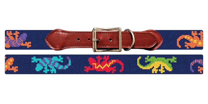 Gecko Needlepoint Dog Collar