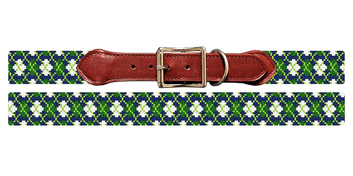 Golfer's Argyle Needlepoint Dog Collar