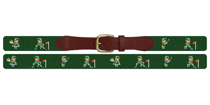 Golfing Leprechauns Needlepoint Belt