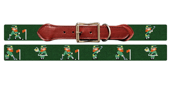 Golfing Leprechauns Needlepoint Dog Collar