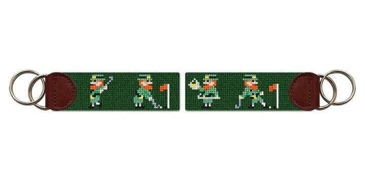 Golfing Leprechauns Needlepoint Key Fob