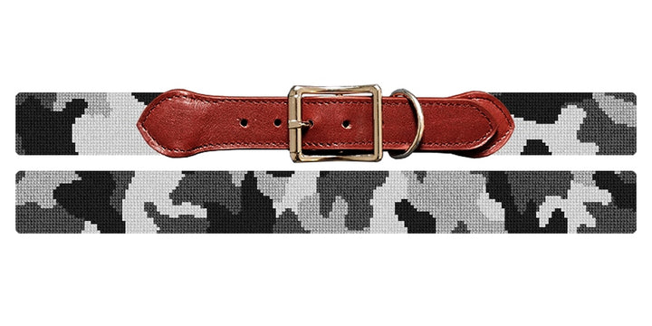 Gray Camouflage Needlepoint Dog Collar