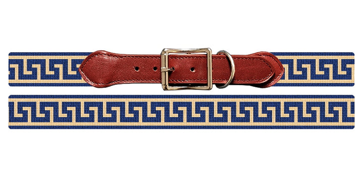 Greek Key Needlepoint Dog Collar