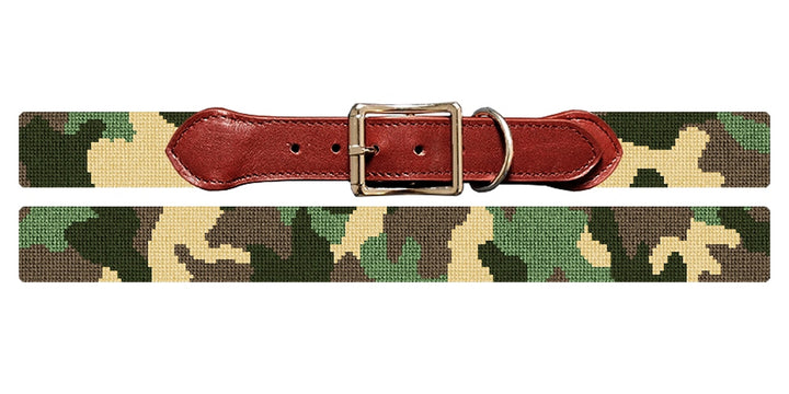 Green Camouflage Needlepoint Dog Collar