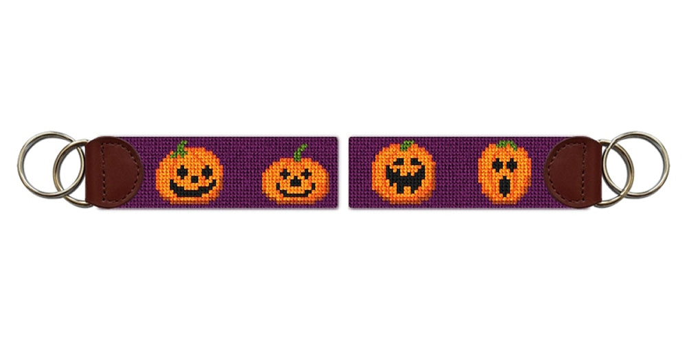 Jack O'Lantern Needlepoint Key Fob