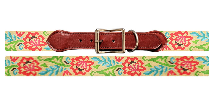 Lacy Floral Needlepoint Dog Collar