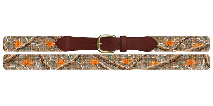 Leafy Camo Needlepoint Belt