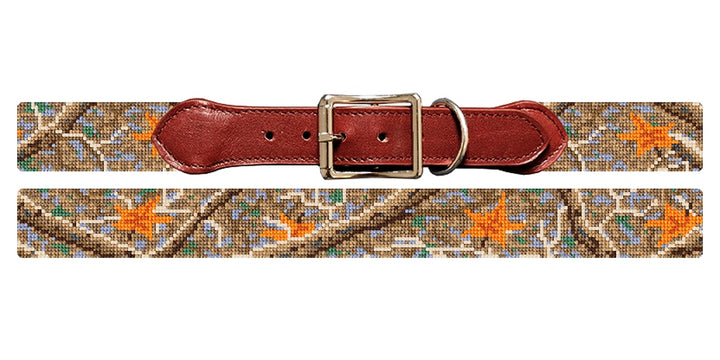 Leafy Camo Needlepoint Dog Collar