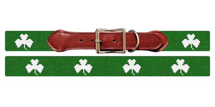 Lucky Irish Clover Needlepoint Dog Collar