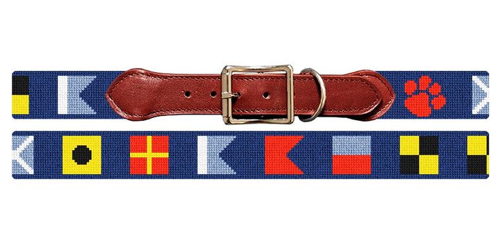 Nautical Flags Needlepoint Dog Collar