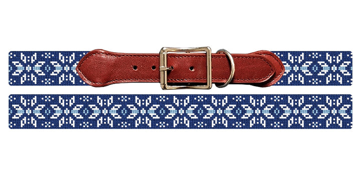 Nordic Snowflake Needlepoint Dog Collar