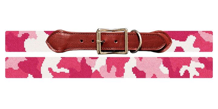 Pink Camouflage Needlepoint Dog Collar