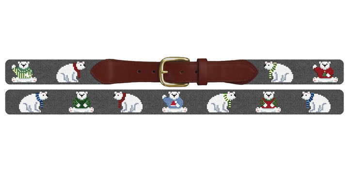 Polar Bear Christmas Charm Needlepoint Belt