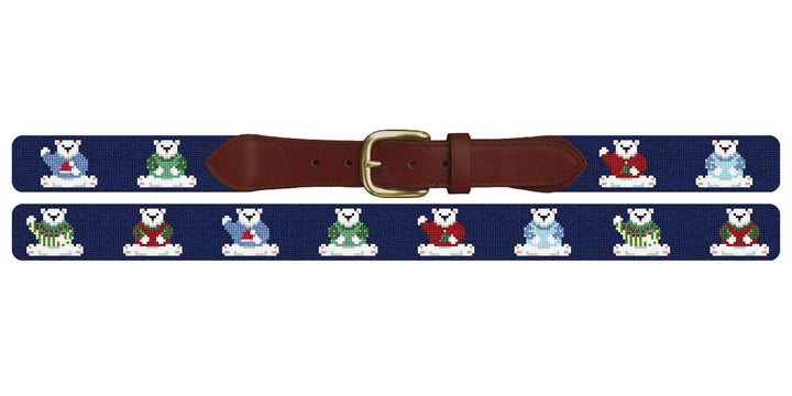 Polar Bear Holiday Needlepoint Belt