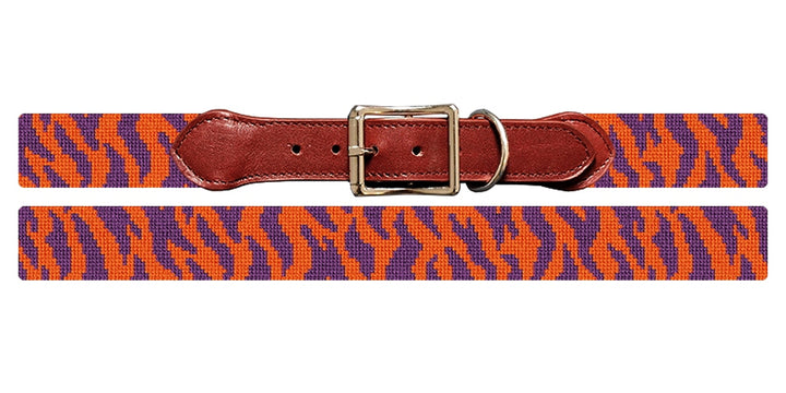 Purple Tiger Stripes Needlepoint Dog Collar